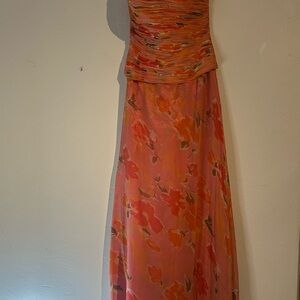 Jovani Strapless Dress with Vibrant Floral Design